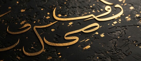 Arabic script in black with gold accents, minimalist elegance