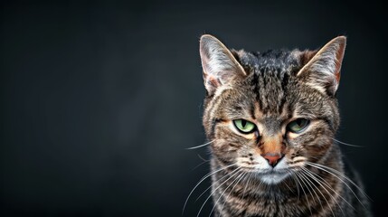 Fierce feline on a shadowy backdrop, growling with impressive intensity, showcasing its fierce demeanor.