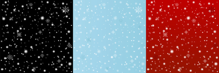 Happy winter season with greetings snowflakes backgrounds with different colored theme variations