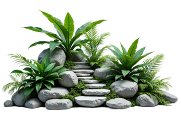 Realistic of a rock garden, cut out