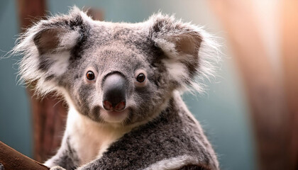 Fototapeta premium Close-Up of a Koala, Emphasizing Its Gentle Expression and Fur Texture