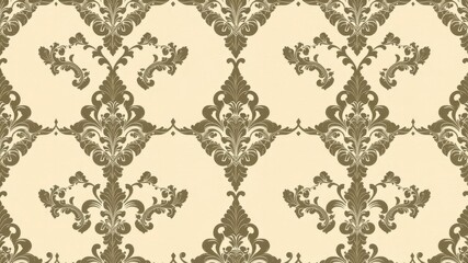 Elegant and intricate Seamless Damask wallpaper design, perfect for creating a luxurious and timeless backdrop in interior decor, intricate, background