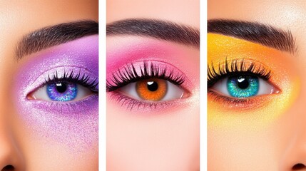 Naklejka premium Discover chic makeup trends featuring vibrant shades and detailed designs for a stunning beauty look.