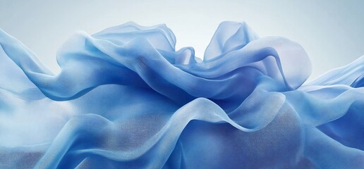 Obraz premium Abstract blue fabric waves, flowing silk texture.