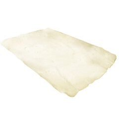 A sheet of old parchment paper with torn and wrinkled edges. Watercolor digital illustration. A manuscript sheet yellowed with age isolated on a white background. Manuscript