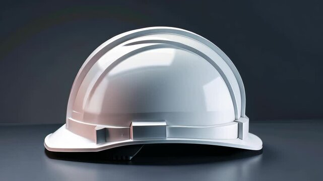 Professional white hard hat illustration on a dark background for presentation slides.