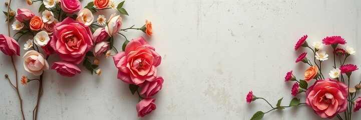 Vintage style artificial flowers wall background perfect for adding a touch of nostalgia to your designs, wall decor, nostalgic, backdrop