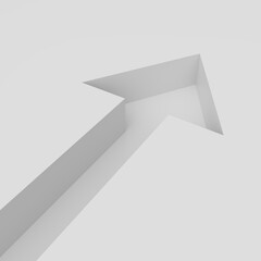 Abstract 3D Cutout Render Arrow Design with Subtle Shadows
