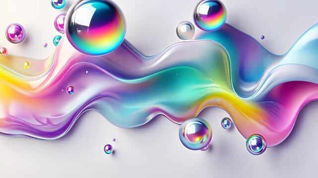 Colorful Bubbles in Water Illustration with Rainbow Light Design