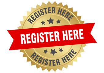 REGISTER HERE label, sign