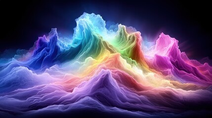 Rainbow colored abstract landscape.