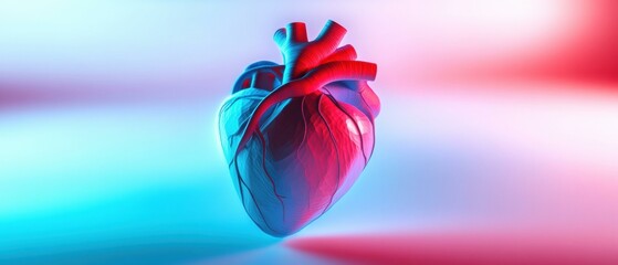A vibrant, stylized image of a human heart. AI.