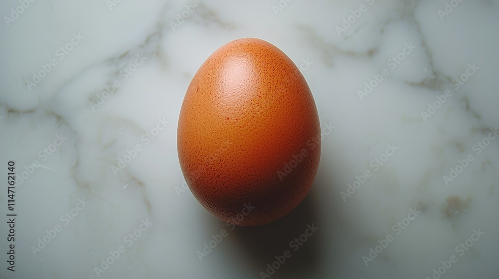 Wall mural A single brown egg resting on a marble surface.