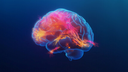 Fototapeta premium デジタルで描かれた輝く脳と未来の知性