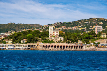 Colorful coast in Quarto dei Mille near Genoa