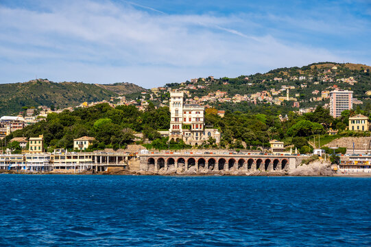 Colorful coast in Quarto dei Mille near Genoa