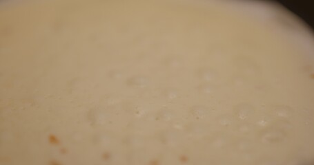 Macro Close-Up of Pancake While Frying