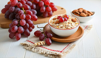 breakfast with muesli and fruit