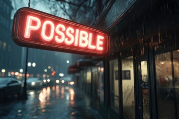 Text "POSSIBLE" , 3d rendering , mockup photoshop & style photo shop