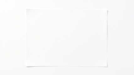 Blank sheet of paper resting on a clean white background, perfect for showcasing designs or text mockups, creativity, advertisement, mockup