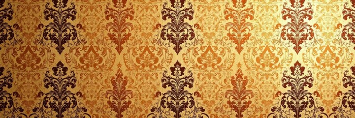 Fototapeta premium Elegant seamless damask wallpaper design with intricate floral motifs and swirling patterns, classic, backdrop, luxury