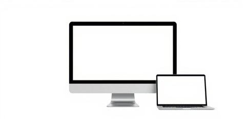 Laptop mock up with clear screen on white background, internet, digital, modern