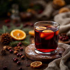 Concept photo of mulled wine with space for text