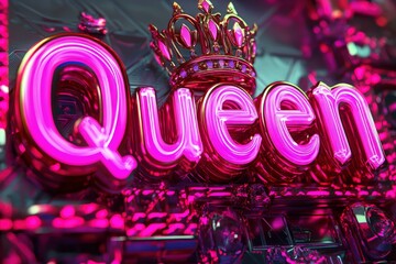 Text "Queen" , 3d rendering , mockup photoshop & style photo shop 
