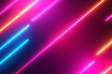 Fototapeta premium Abstract blue, pink and yellow neon lines pattern drawn by light on a dark background for an innovative programs. Pattern.