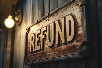 Text "REFUND" , 3d rendering , mockup photoshop & style photo shop