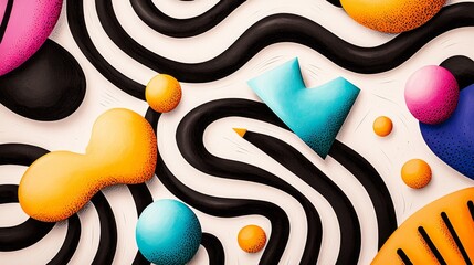 Dreamy art collage with a vibrant mix of hand-painted strokes, geometric patterns, and colorful doodles, designed for children's themes