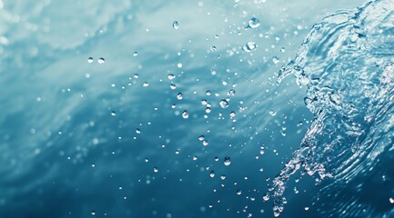 Obraz premium Close-up of splashing water with droplets and ripples.