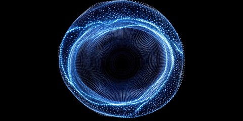 Abstract digital wave. Blue circular shape on the background. Futuristic point wave. Big data. 3D rendering.