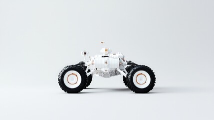 Fototapeta premium White futuristic rover on white background.