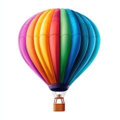 Colorful hot air balloon adventure over scenic landscape vibrant skies aerial view thrilling travel experience, isolated on white background