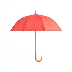 Red umbrella isolated on white background.