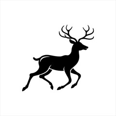 Fototapeta premium A deer animal silhouette vector, running, jumping, style design, plain black and white 
