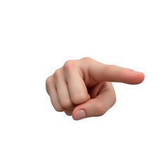 Realistic Pointing Finger Hand Gesture Isolated on White Background
