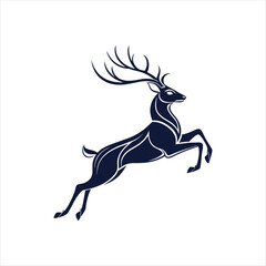 Obraz premium A deer animal silhouette vector, running, jumping, style design, plain black and white 