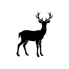 Fototapeta premium A deer animal silhouette vector, running, jumping, style design, plain black and white 