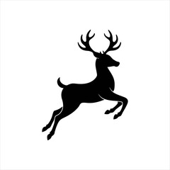 Obraz premium A deer animal silhouette vector, running, jumping, style design, plain black and white 