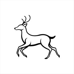 Fototapeta premium A deer animal silhouette vector, running, jumping, style design, plain black and white 