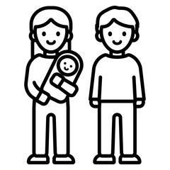 부부와 갓난아기 아이콘