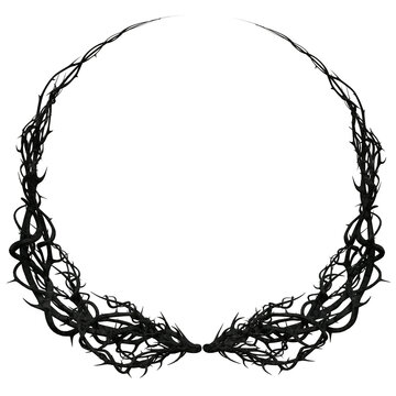 3D rendered wild fantasy wreath made of thorns isolated on transparent background