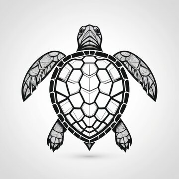 Ornate Black and White Turtle Shell Design