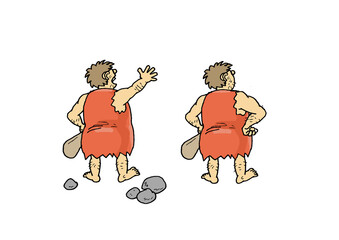 Ancient Man cartoon, color illustration