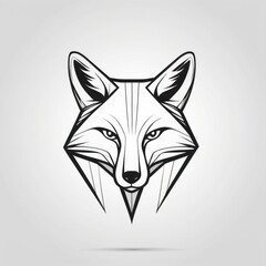 Fototapeta premium Geometric Fox Head Design Black And White Illustration