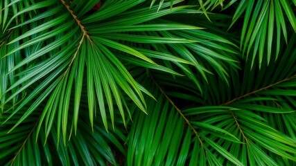 Close up of a natural tropical green palm leaf texture, pattern, plant, palm leaf