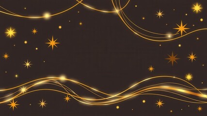 Abstract star christmas pattern with elegant golden vector lines, background, seamless