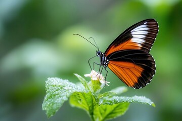 Naklejka premium Orange butterfly on a flower.